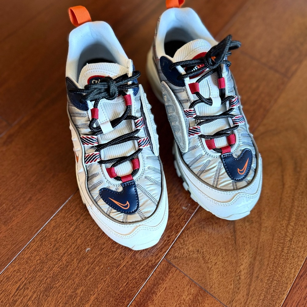Nike Air Max 98 Premium. Starfish. Silver, White and Blue. Size 6.5